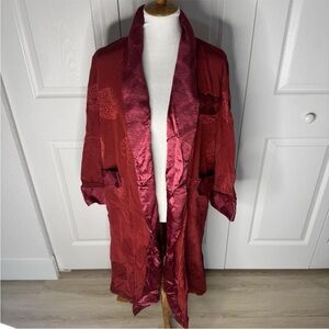 Vintage 1950s Oriental Chinese Satin Brocade Robe Lounge Jacket Sz 42 Med/Lg